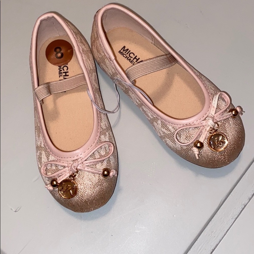 NWT! MICHAEL KORS PINK BALLET SHOES SIZE 8 toddler